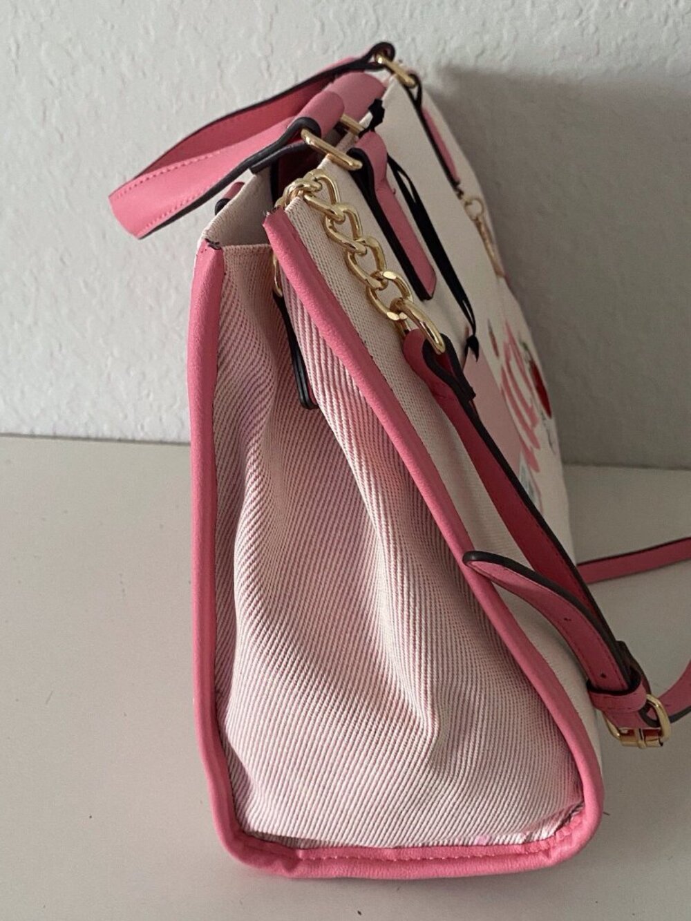 Juicy Couture Berry Sweet Tote Bag Pink #1 Strawberry With Charm Crossbody NEW - Picture 8 of 12